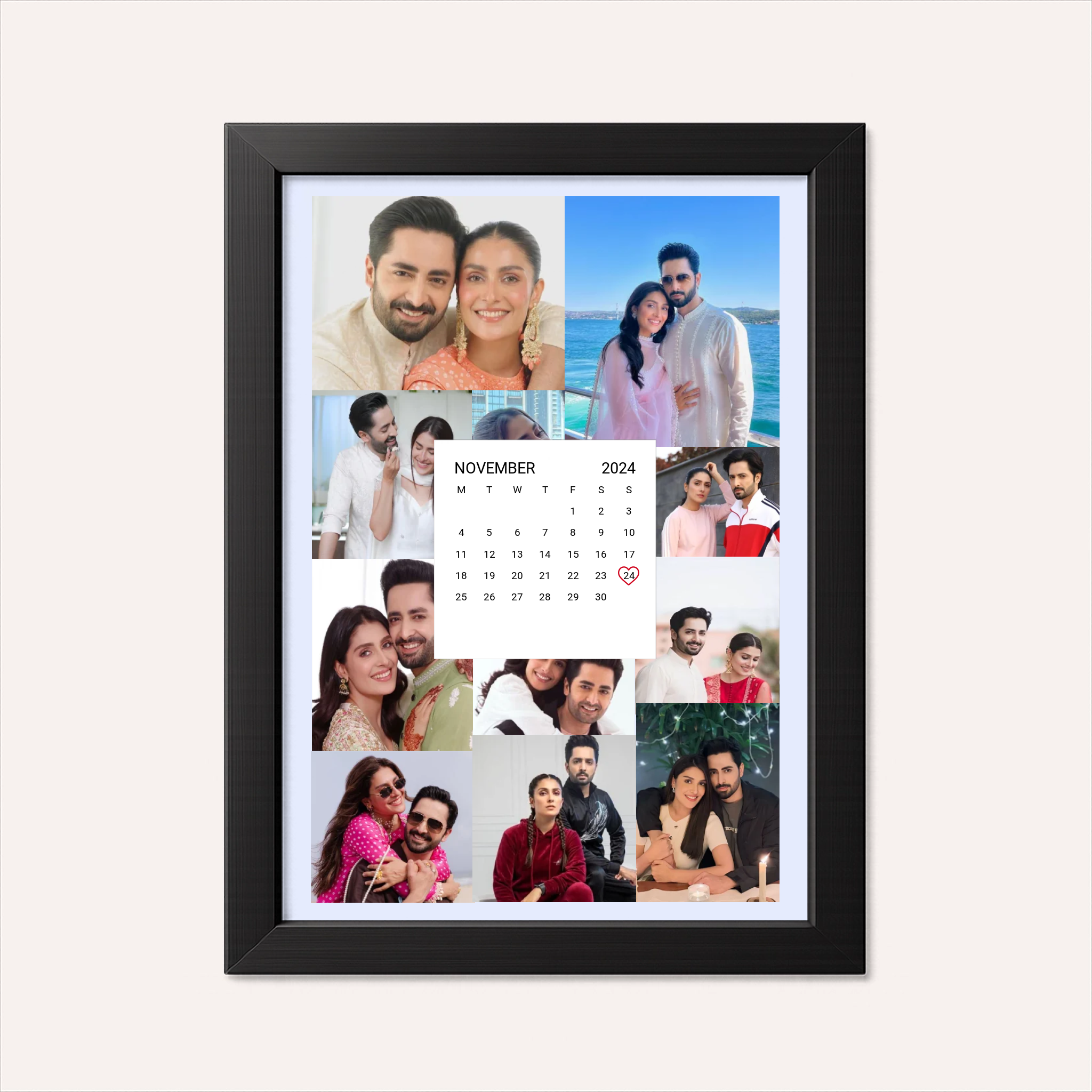 Personalized Couple Poster with Calendar - Photo Collage