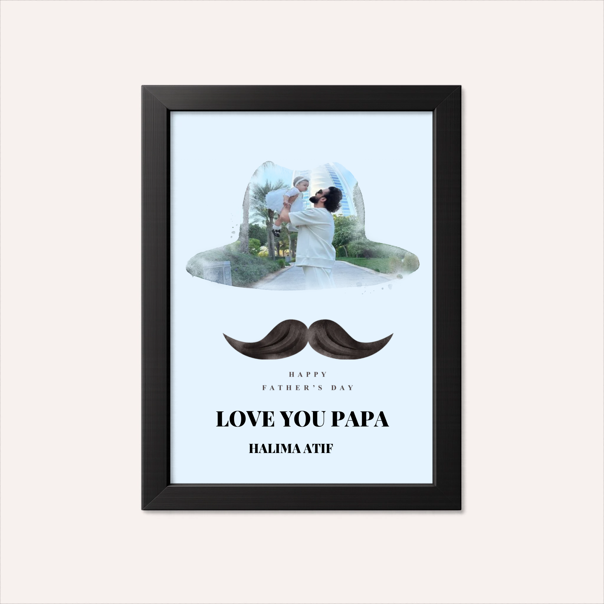 Personlaized Watercolor Hat Mostache Photo Art