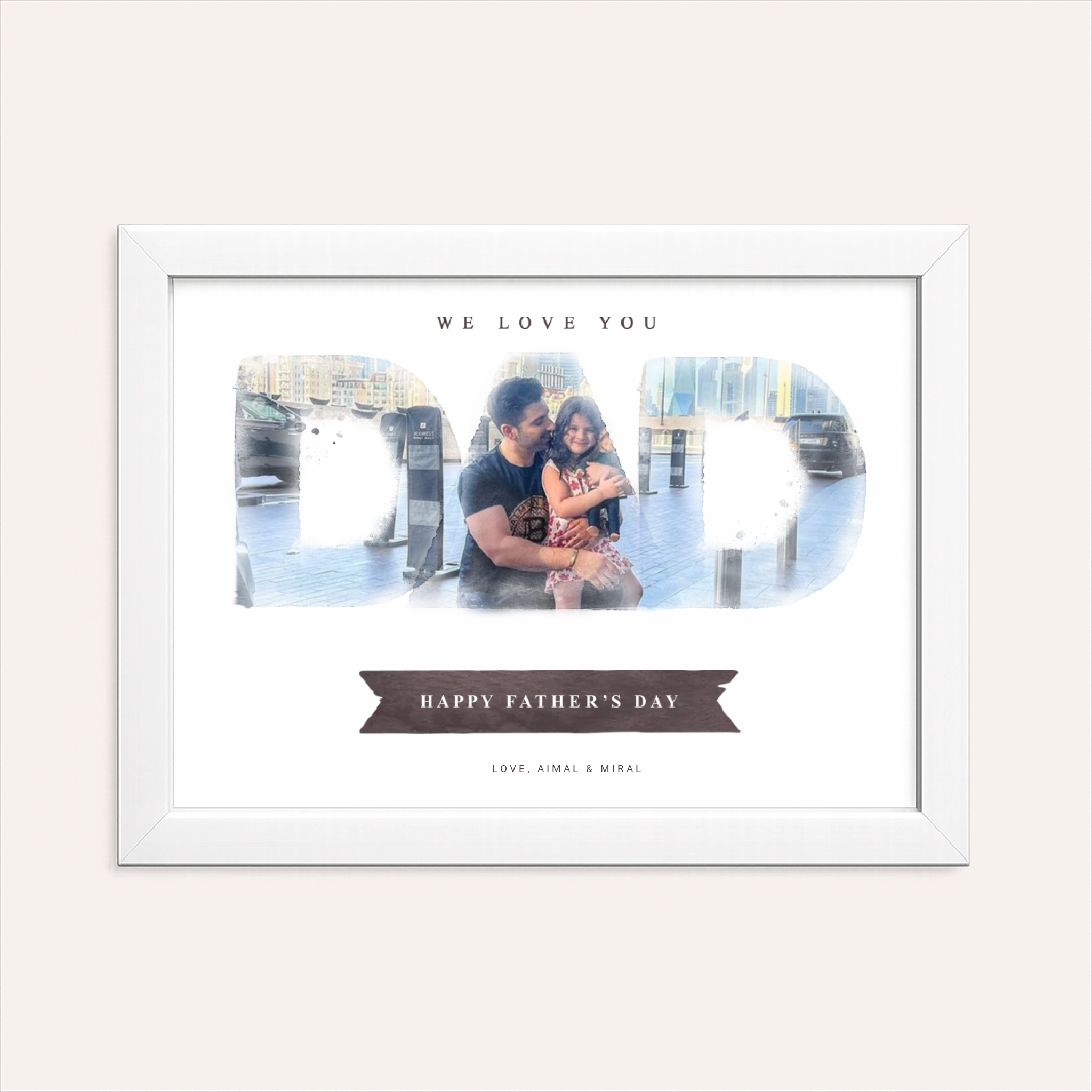 Personalized Watercolor DAD Photo Art Frame