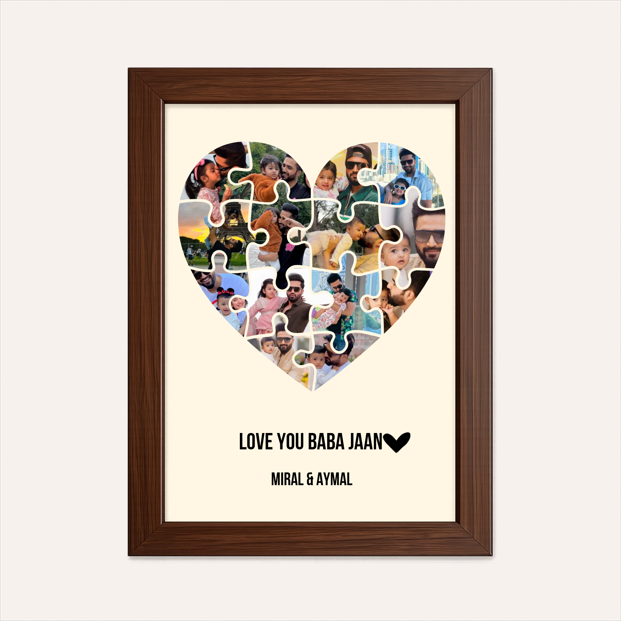 Personalized Father Memory Frame - Heart Puzzle Collage