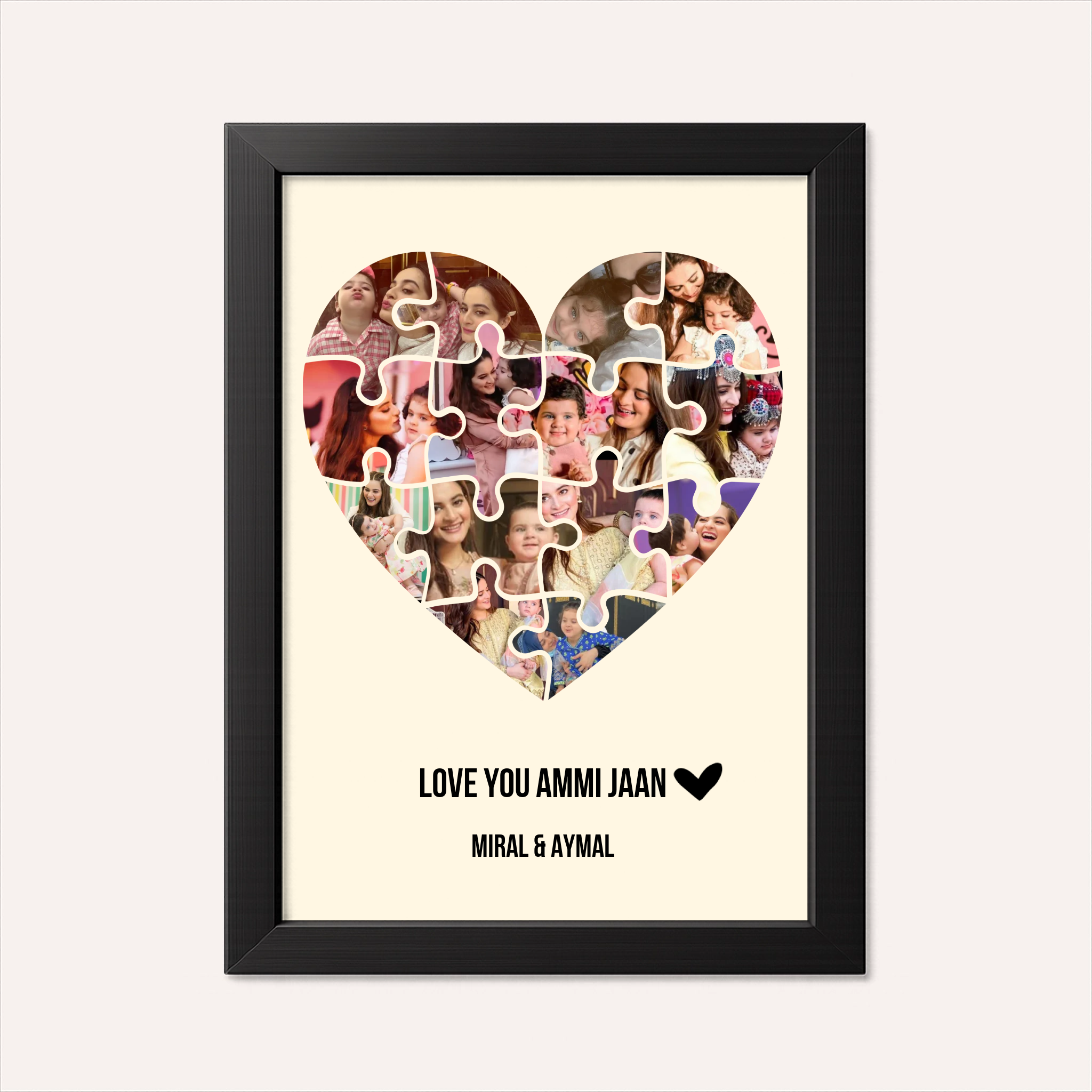 Personalized Mother Memory Frame - Heart Puzzle Collage