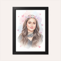 Custom Watercolor Portrait with Flowers - AI Poster