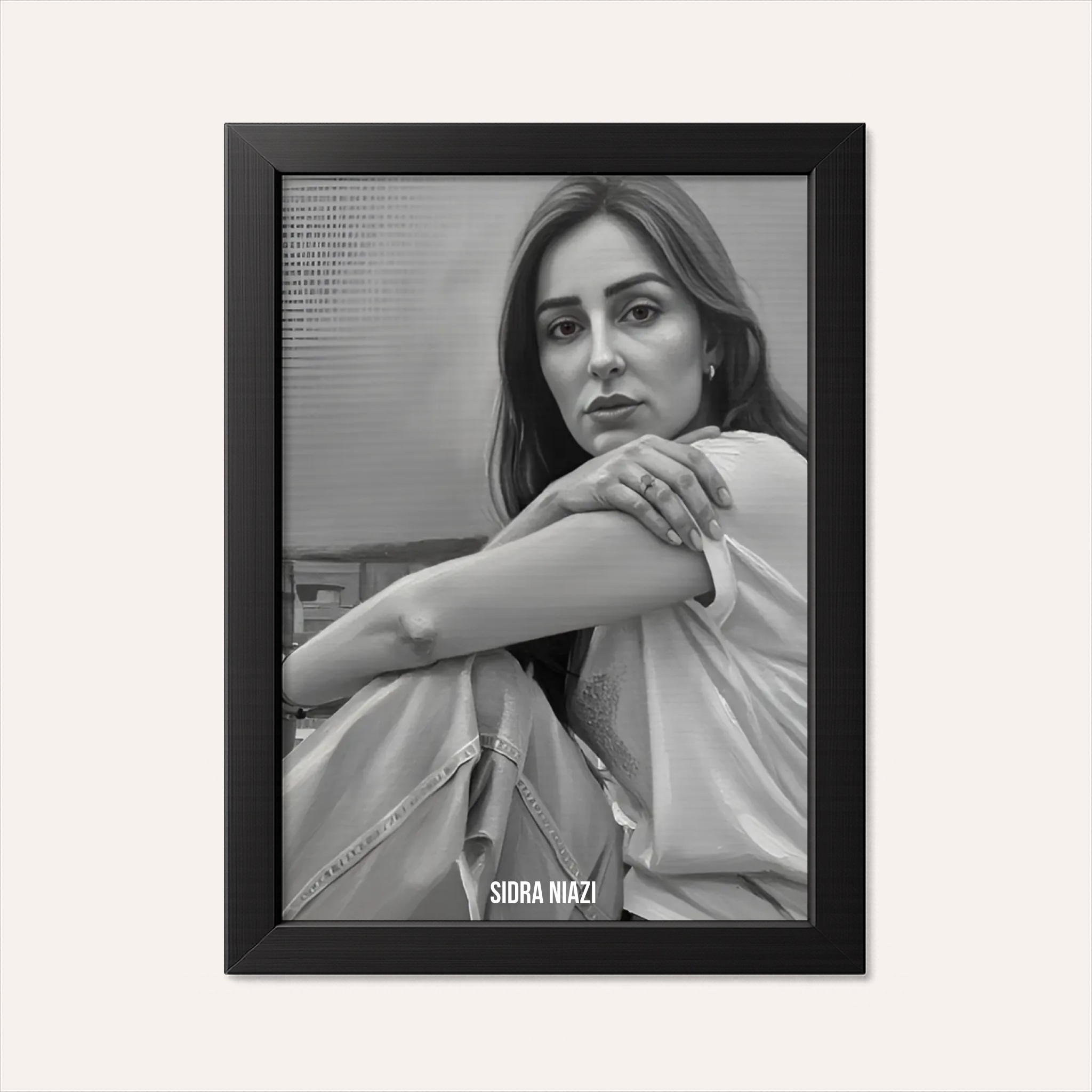 Personalised Poster - Black and White Oil Painting - AI Poster