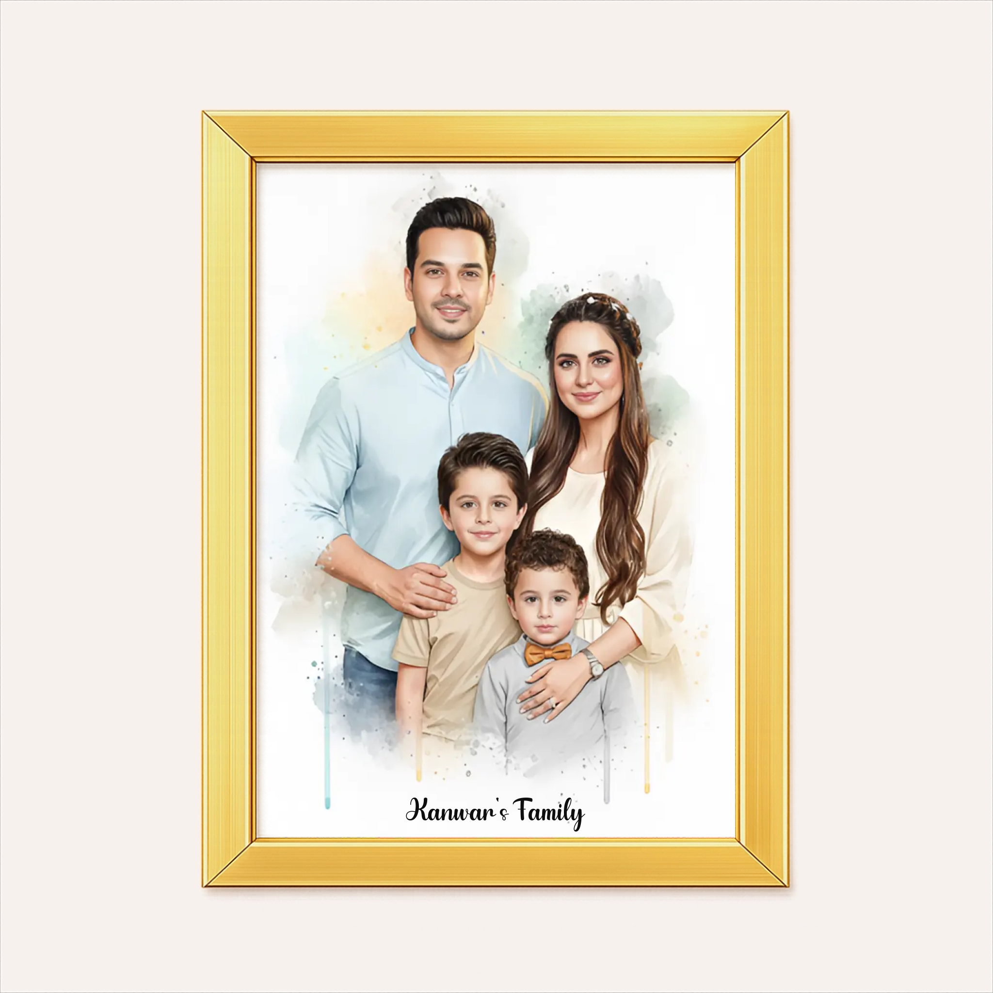 Personalised Poster - Family Watercolor Portrait - AI Poster