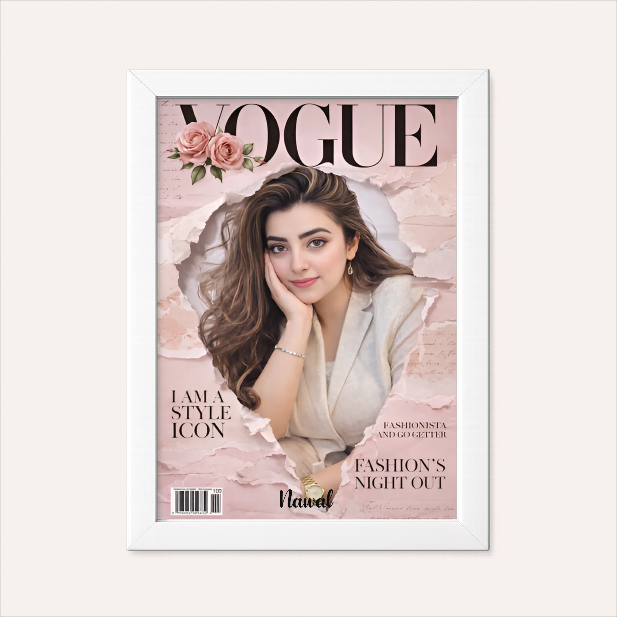 Personalised Poster - Vogue Rose Portrait - AI Poster