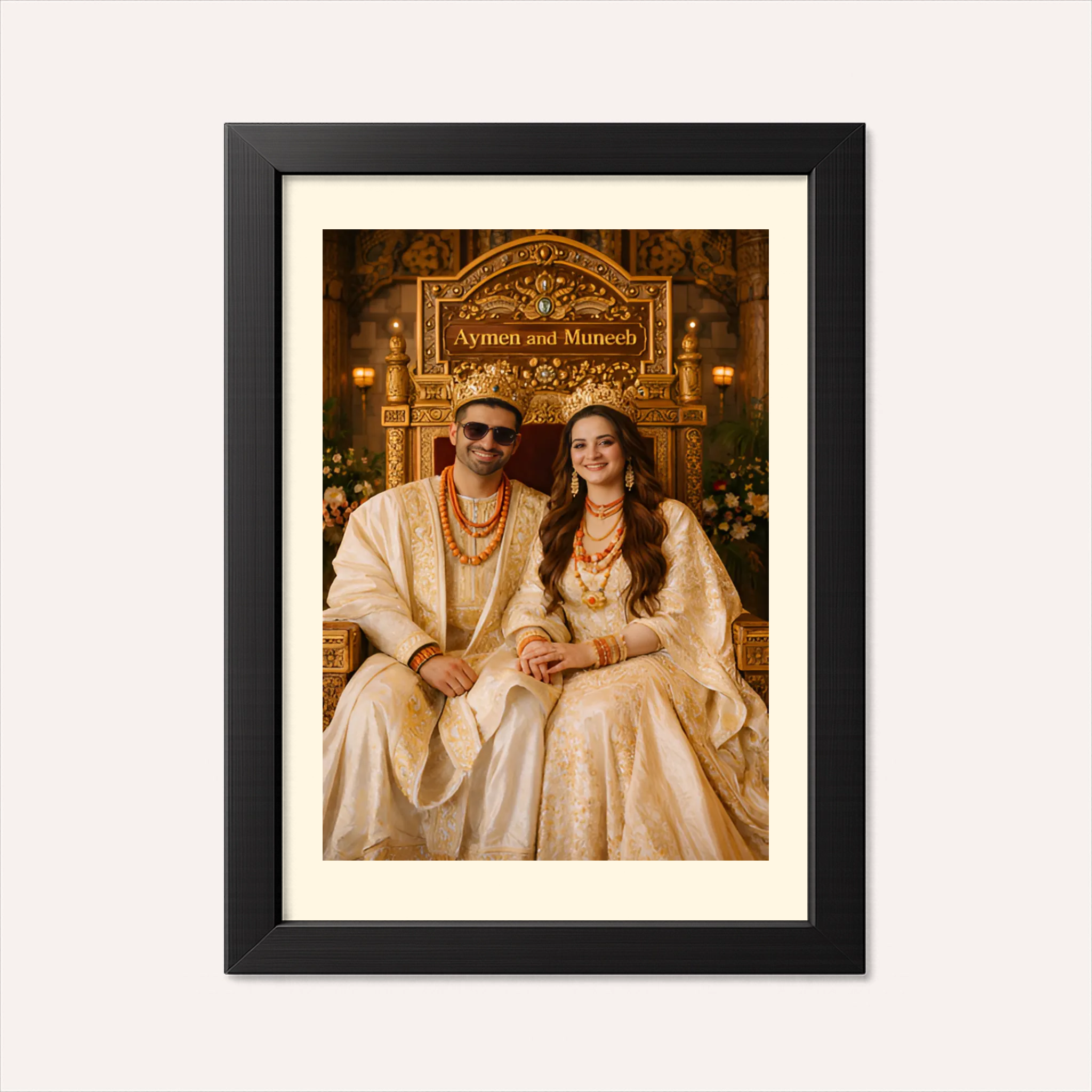 King & Queen Festive Royal Portrait - AI Poster