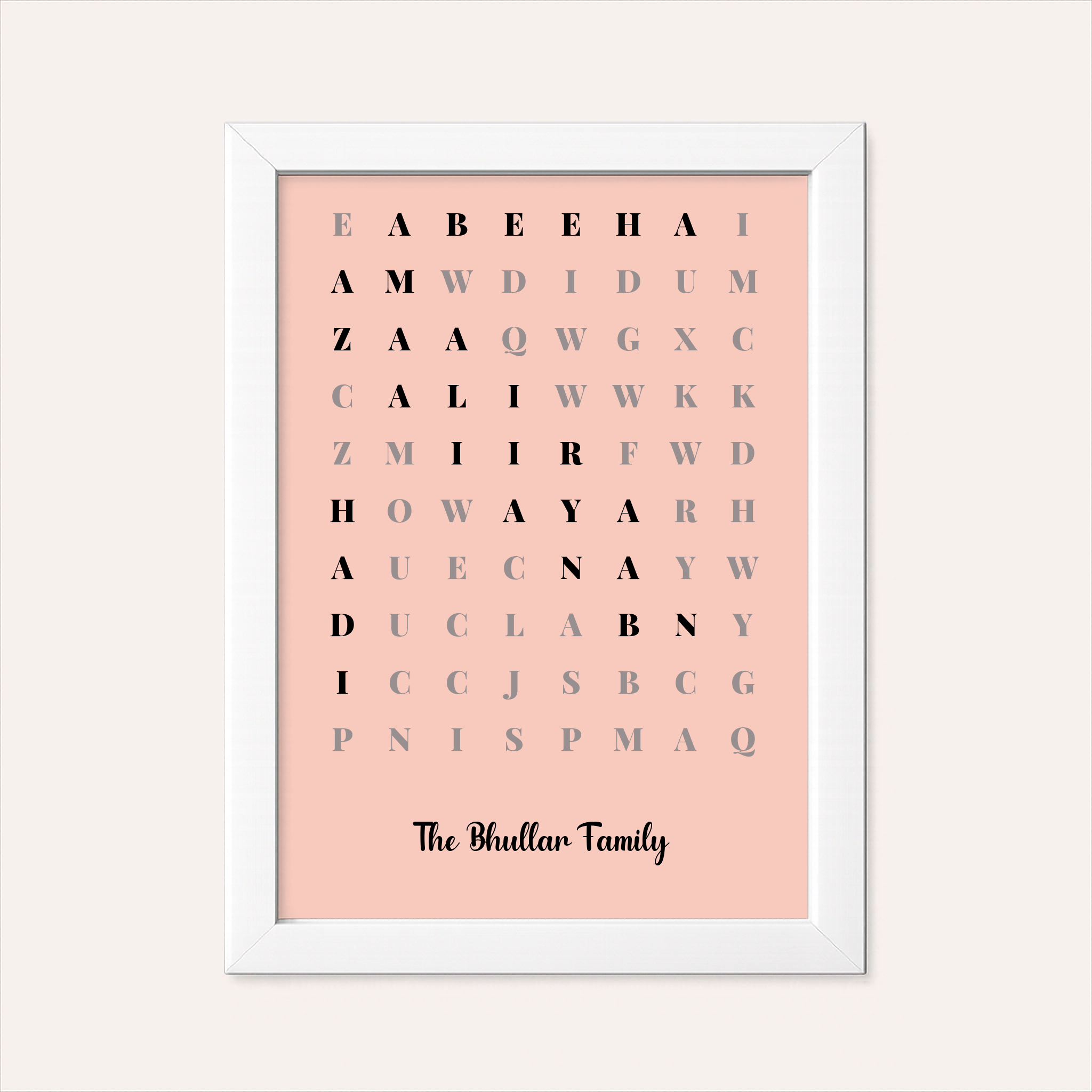 Customized Word Search Family Members Name